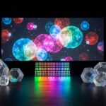 Prifma, proyecto de visuales en vivo de Laura Fuchs y Mercedes Invernizzi Oviedo. Esculturas translúcidas y proyección LED intervenida en tiempo real